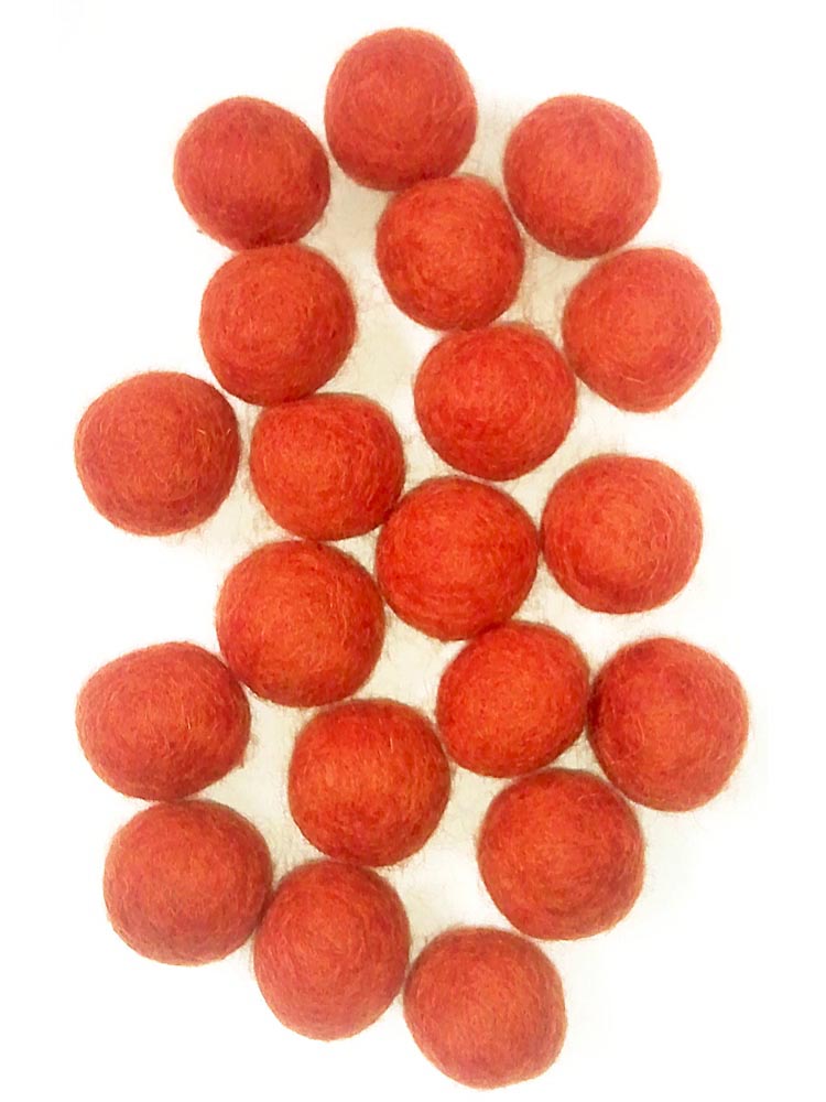 10 mm Hand Made Felt wool balls 100 pcs Persimmon color 09